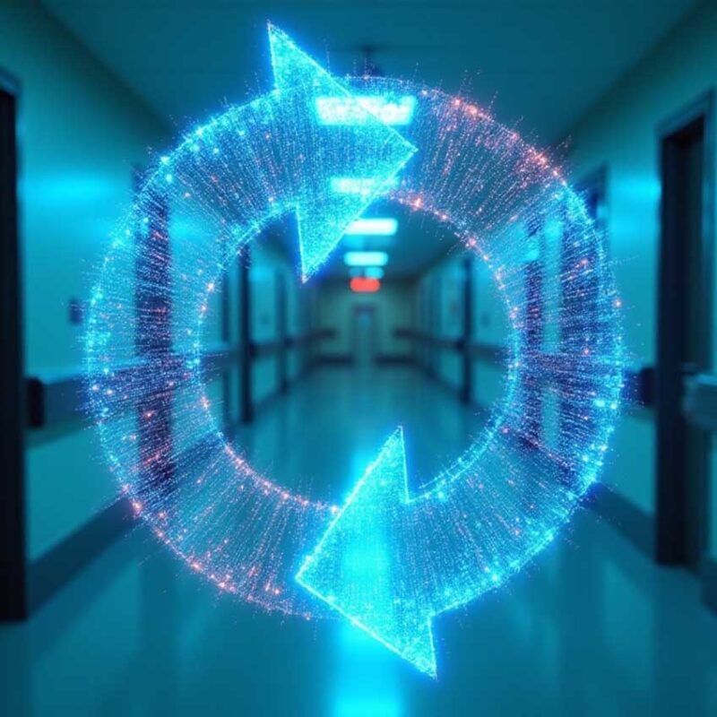 arrows in hospital hallway